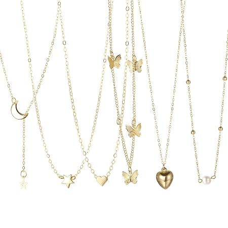 Shining Diva Fashion 6 Pcs Combo Latest Stylish Western Necklace Set for Women Pendant Necklace Gifts for Girls (15831np)