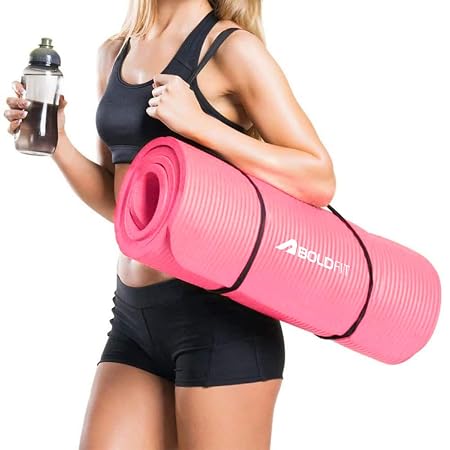 Boldfit Yoga Mats for Women and Men NBR Material with Carrying Strap, Extra Thick Exercise Mats for Workout Yoga Mat for Women for Workout, Yoga, Fitness, Exercise Mat Anti Slip Yoga Mats,10 mm,Pink