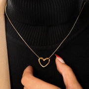 18K Gold Plated Heart Pendant Chain Necklace for Women & Girls | Anti Tarnish Stainless Steel Minimal Love Locket Stylish Everyday Wear Jewellery Valentine, Anniversary Birthday G - Jados Fashion