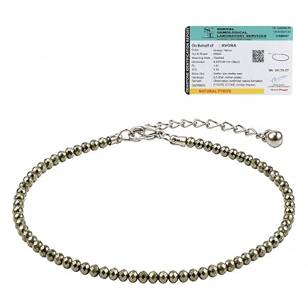 AVORA Raw Pyrite Anklet for Women | Natural Stone Jewellery for Wealth, Luck & Protection | Certified Crystal | Spiritual Healing Jewellery Gift for Girls & Women | Adjustable Payal Bracelet