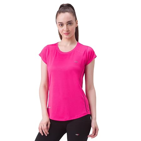 berge' Ladies Polyester Dry Fit Western Shirts & Slim Fit Tshirts For Women, Quick Drying & Breathable Fabric, Gym Wear Tees & Workout Tops (Pink Colour) Size 3Xl