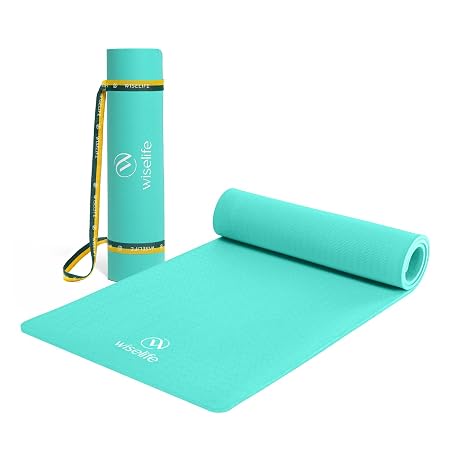 WiseLife Classic Eco-TPE 6 MM Yoga Mat with Yoga Strap for Men & Women | Extra Thick, Long & Wide Non-Slip, Anti-Tear Exercise Mat for Home, Gym, Workout, Fitness, Yoga & Pilates (Teal)