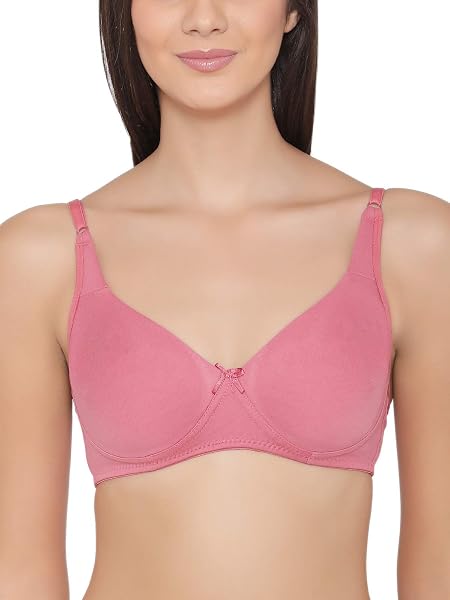 Clovia Women's Cotton Non-Padded Wire Free T-Shirt Bra (BR0636A22_Pink_36B)
