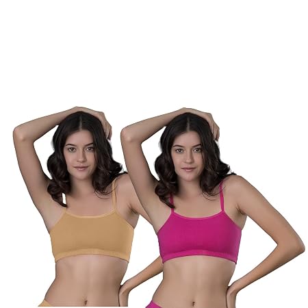 INTIMACY LINGERIE Bra for Women Medium Coverage Slip on Bra Slim Strap Stretch Cotton Non Padded Wireless Slip on Bras for Women Combo Pack