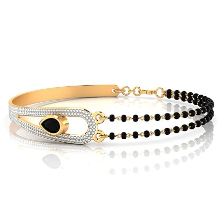 Gold-Plated Brass Mangalsutra Bracelet with Black Beads for Women