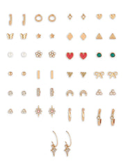 Set of 25 Gold Tone Classy Contemporary Studs & Hoop Earrings For Women - Jados Fashion