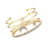 Star & Moon AD Studded Multi-Layered Gold Plated Bracelet for Women