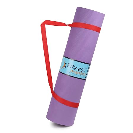 Fitness Mantra® 4mm Anti-Slip Yoga Mat for Yoga Exercise |Qnty.-1 Pcs.| With Carrying Strap| Purple, 4mm|