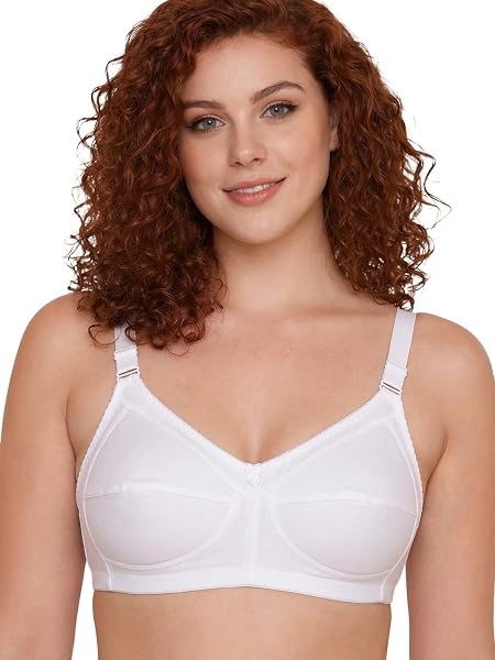INKURV Full Coverage Cotton Bra for Heavy Bust| Minimizer Bra for Women| Anti-Sagging Breast Lift Up| Non-Wired| Non-Padded Daily Use Bra for Ladies (White_44B)