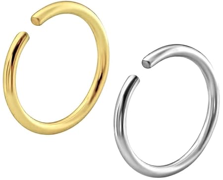 Via Mazzini Surgical Steel 8mm No Rusting Pack Of 2 Pcs Clip-On Non-Pierced Nose Ring For Women And Girls (NR0115) 2 Pcs
