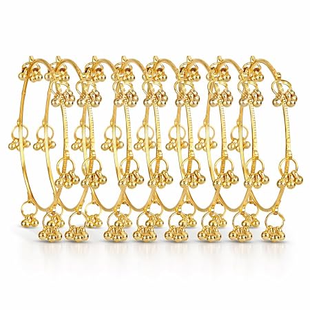 Shining Diva Fashion 8 Pcs Traditional Stylish Ghungroo Kashmiri Bangles Set for Women & Girls (17348b_2.6)