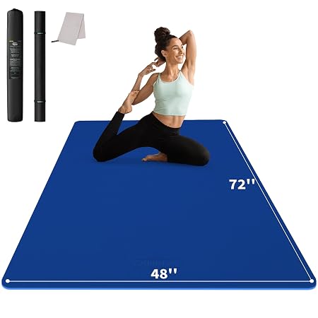 CAMBIVO Large Yoga Mat, Non-Slip Exercise Fitness Mat for Yoga, Pilates, Workout (72"x 48"x 6mm) (Blue)