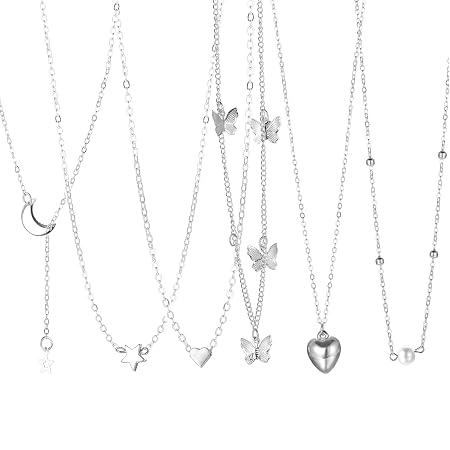 Shining Diva Fashion 6 Pcs Combo Latest Stylish Western Necklace Set for Women Pendant Necklace Gifts for Girls (15857np)