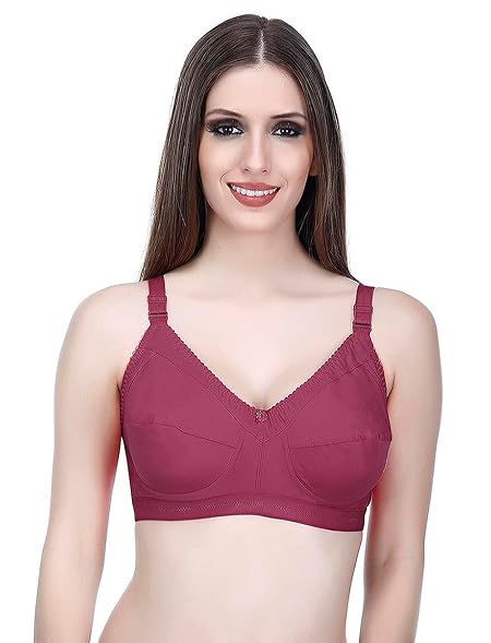 Elina Women's Cotton Non Padded Non-Wired Regular Bra (RM-DOVE-PURPLE-34D_Purple_34)
