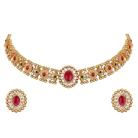 Shining Diva Fashion Latest Stylish Design Fancy Traditional Necklace Jewellery Set for Women (16637s)