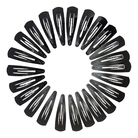 TEMPERIA Tic Tac Hair Clips for Girls (Pack of 24pcs) (5cm) (Matte Black) - Tik Tak Pins for Women