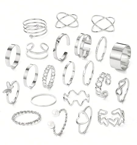 YouBella Fashion Jewellery Celebrity Inspired Combo of Latest Stylish Stackable Kunckle Rings Set for Women and Girls (Silver)