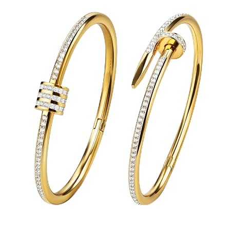 MEENAZ bracelet for women Stylish Bangles for women Bangle set 2 pcs Anti Tarnish Bracelet for girls gold Kada for Women Accessories Anti Tarnish Jewellery Stainless Steel Cuff Bracelet gifts Combo