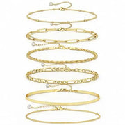 FASHIONS Gold Plated Bracelet Set Rope Figaro Paperclip Snake Herringbone - Jados Fashion