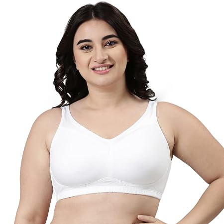 Enamor A112 Smooth Super Lift Classic Full Support Bra - Stretch Cotton, Non-Padded, Wirefree & Full Coverage White