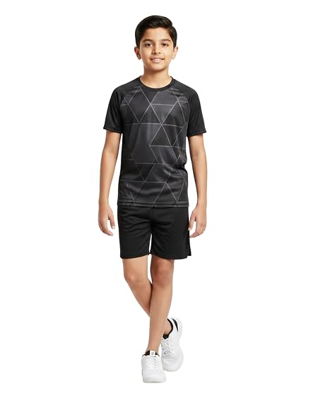 Boys Quick-Dry Athletic Sports Set | Breathable Performance T-Shirt & Shorts Combo | Lightweight Moisture-Wicking Summer Activewear for Kids Age 4-15 Years