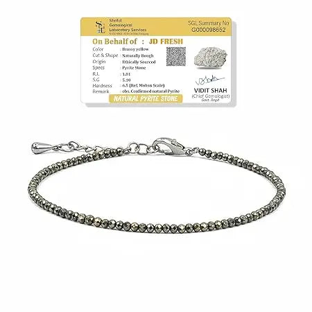 1 Pack Natural Pyrite Stone Anklet for Women/Raw Pyrite Bracelet/Silver - Jados Fashion
