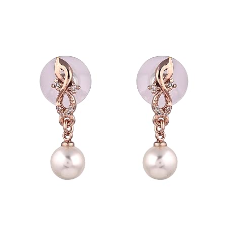Fashion Jewellery Rose Gold Plated CZ Attractive Designer Drop Earrings