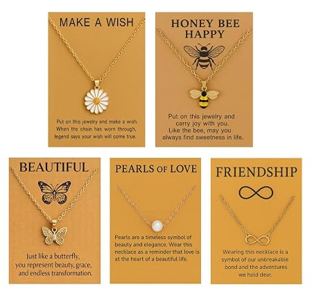 SUPER SOFTENER 5 Pcs Combo Pendant Necklace Set for Women Stylish Chains | Butterfly, Pearl, Daisy, Honey Bee & Infinity Jewellery Combo for Women Pendant Necklace Gifts for woman And Girls