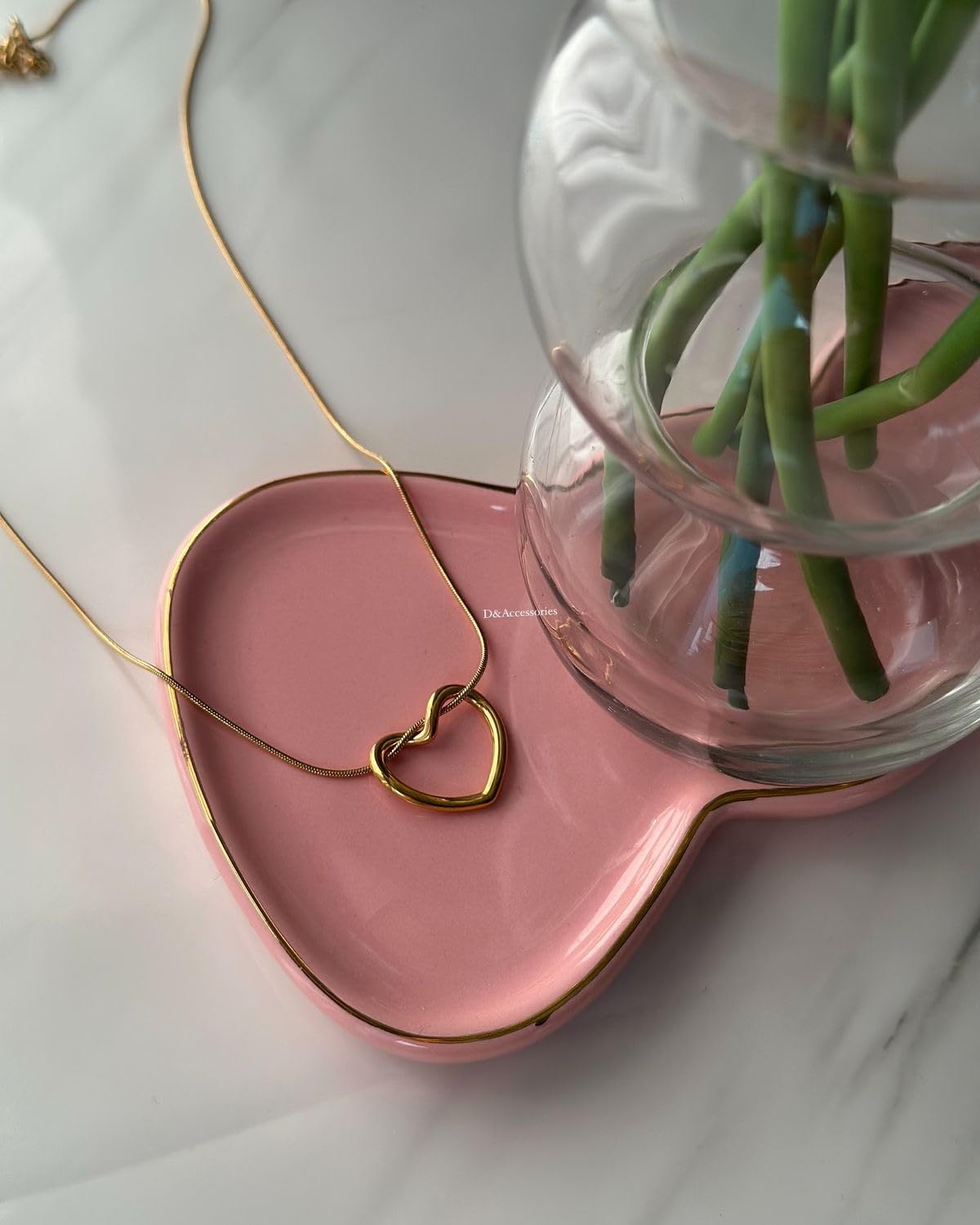 18K Gold Plated Heart Pendant Chain Necklace for Women & Girls | Anti Tarnish Stainless Steel Minimal Love Locket Stylish Everyday Wear Jewellery Valentine, Anniversary Birthday G