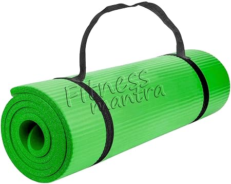 Fitness Mantra® 6mm Yoga Mat with Carrying Strap for Gym Workout and Yoga Exercise Anti-Slip Yoga Mat for Men & Women Fitness|Color Green|