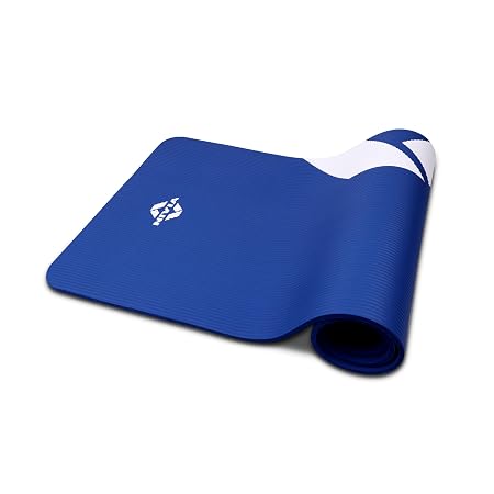 Nivia Flow Yoga Mat for Men/Women, 13mm Yoga Mat With Extra Thickness, Soft rubber cushioning, NBR Yoga mat with Carry Strap for Stretching, Pilates and home workouts, Anti-slip dual texture (Blue)