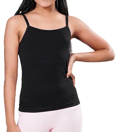 Lily Chic Lightly Padded Camisole for Girls | Ages 8-16 Yrs | Soft Cotton Slips | Covers Nipple Buds | Perfect Under Uniforms & Top | Pack of 2