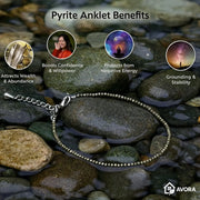 Raw Pyrite Anklet for Women, Adjustable Crystal Payal - Jados Fashion