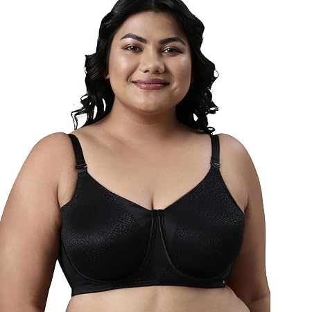 Enamor F124 Smoothening Minimizer Bra Non-Padded Wired Full Coverage Black