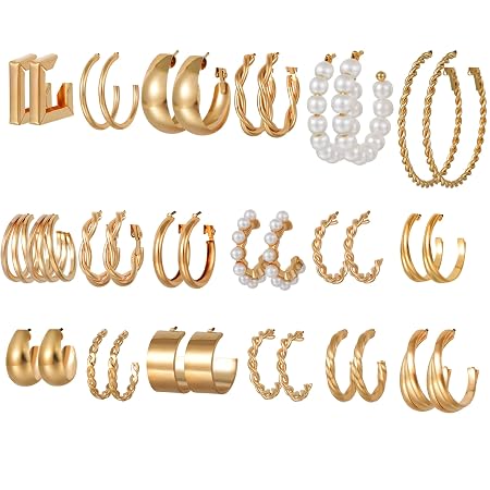 Shining Diva Fashion 18 Pairs Combo Earring Set Latest Stylish Western Earrings for Women and Girls (15844er)