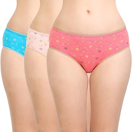 BODYCARE Women's Cotton Briefs (Pack of 3) (E300D-3PCS-XXL_Assorted_2XL)
