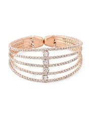 Rose Gold Tone Dazzling Austrian Diamonds Embellished Party Bling Cuff - Jados Fashion