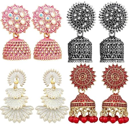 Multicolor Oxidised Earrings Jhumka Set For Women Girls Stylish Traditional