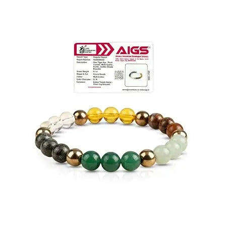Dhan Yog Bracelet for Wealth & Success | Pyrite Citrine Tiger Eye Green - Jados Fashion