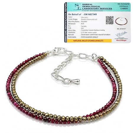 Pyrite and Garnet Anklet for Women