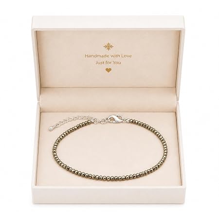 Original Raw Pyrite Anklet for Women/Lab Certified Natural Healing Pyrite