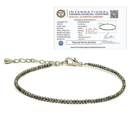 Qutipek Certified Raw Pyrite Anklet For Women Stylish- Stone of Money, Jados Fashion