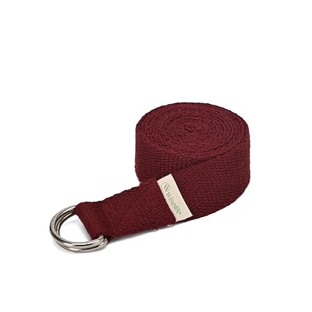 WiseLife Yoga Belt for Women & Men Adjustable D-Ring Buckle Yoga Strap for Stretching, Durable & Comfortable Texture – Perfect for Yoga Sessions, Pilates, and Fitness – 8 Feet, Maroon