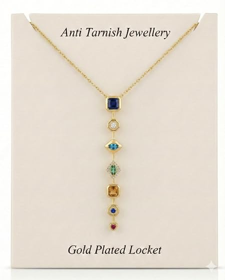 Anti Tarnish Pendant Necklace for Women | 7 Stone Multi-Color Elegant