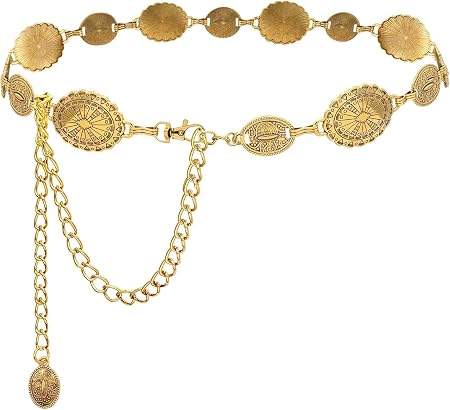 YouBella Jewellery for Women Belts for Women and Girls Stylish Kamarbandh Kamar Chain Waist Belt for Dresses Jeans Saree (Gold) (YB_Belt_91)