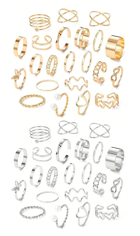 YouBella Fashion Jewellery Celebrity Inspired Combo of Latest Stylish Stackable Kunckle Rings Set for Women and Girls (Combo)