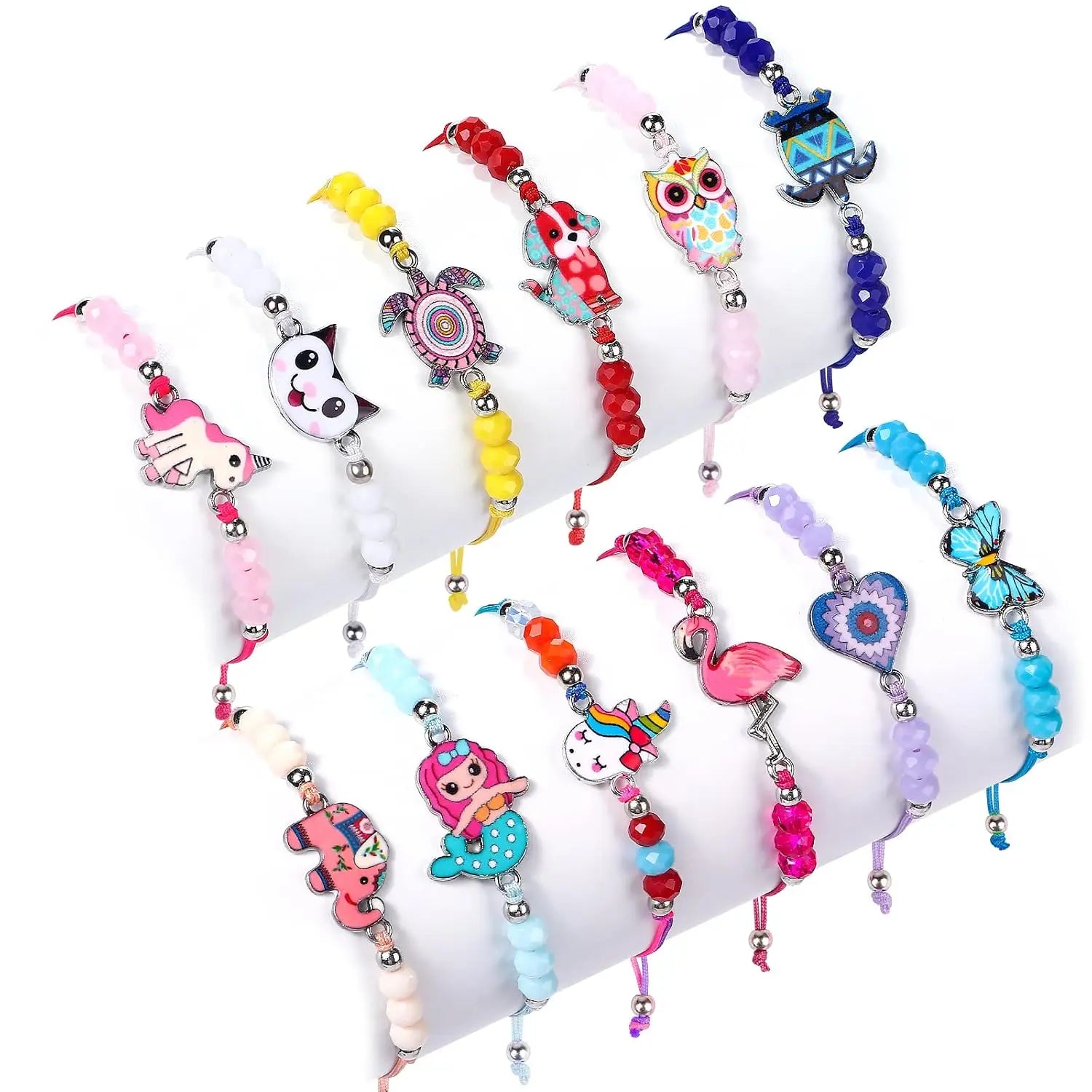 Friendship Bracelets for Girls, 12-Piece Set Features Vibrant Unicorn Designs - Jados Fashion