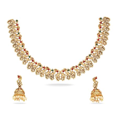 Shining Diva Fashion Latest Stylish Design Fancy Traditional Necklace Jewellery Set for Women (16781s)