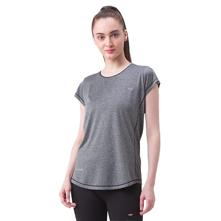 berge' Women Polyester Dry Fit Western Shirts & Tshirts, Quick Drying & Breathable Fabric, Gym Wear Tees & Workout Tops, Grey, X-Large