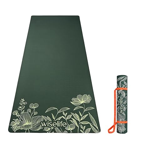 WiseLife Grande XL 6 MM TPE Yoga Mat for Men & Women | Extra Thick, Long & Wide Premium Exercise Mat with Yoga Strap | Anti-Slip & Anti-Tear Ideal for Yoga, Pilates, Home Workouts & Gym Use (Green)